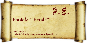 Haskó Ernő névjegykártya